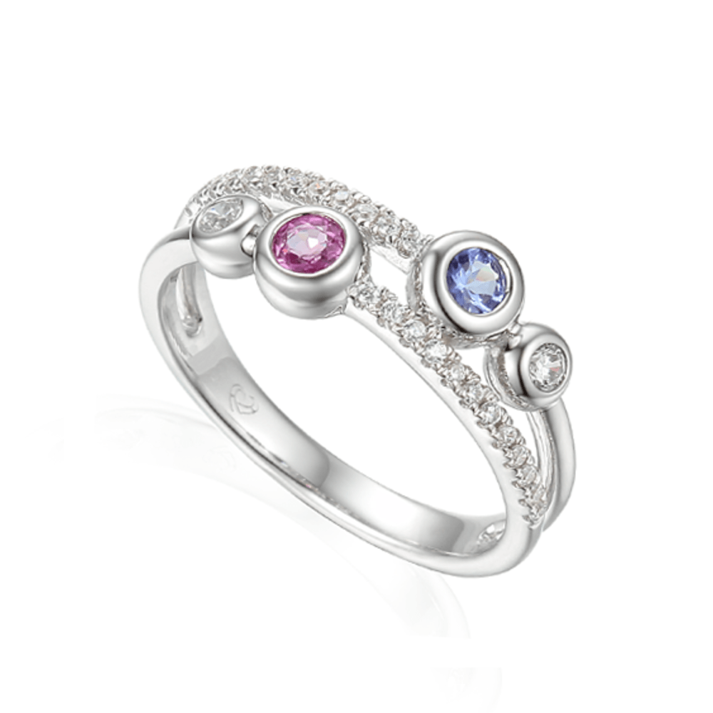 Amore 9ct White Gold Rhythm Bubble Ring