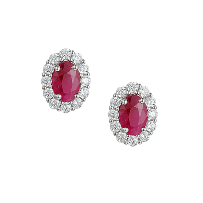Amore White Gold Ruby Stud Earrings