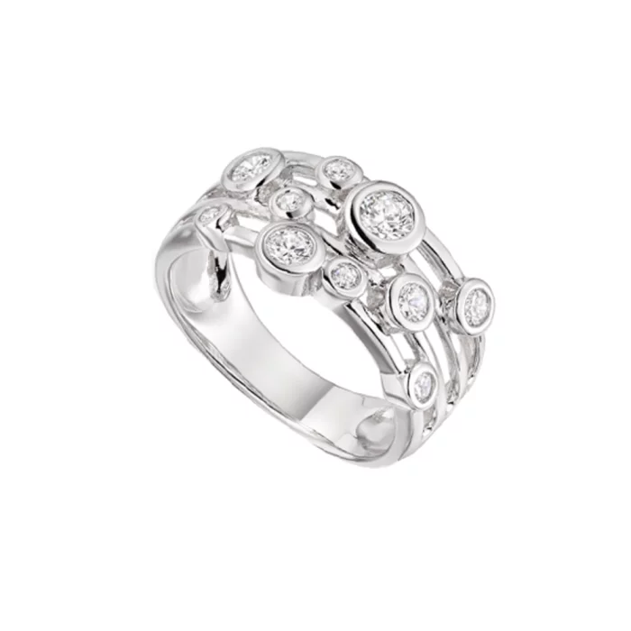 Amore Silver Cubic Zirconia Bubble Ring