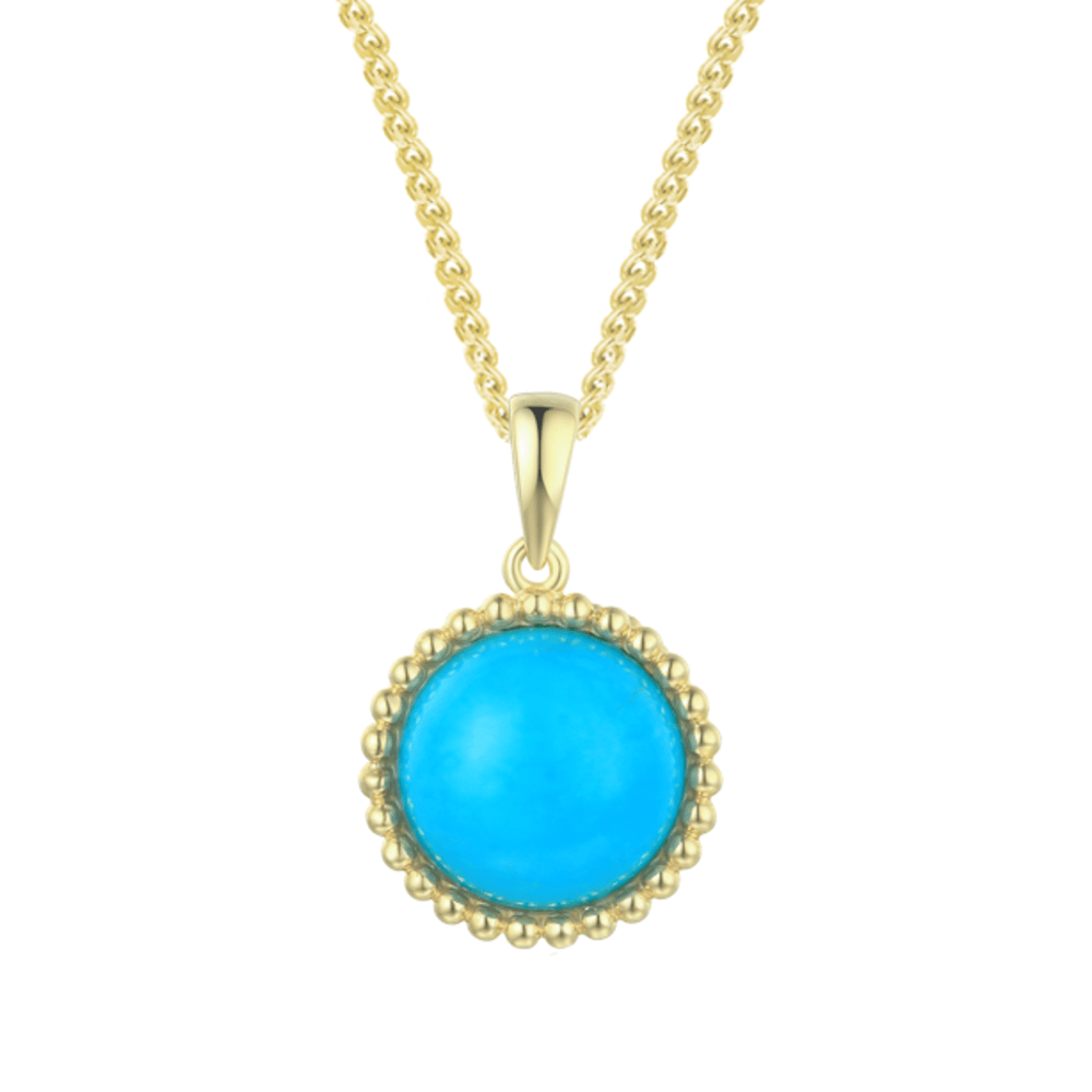 Amore 9ct Yellow Gold Marble Moon Cabouchon Turquoise Pendant