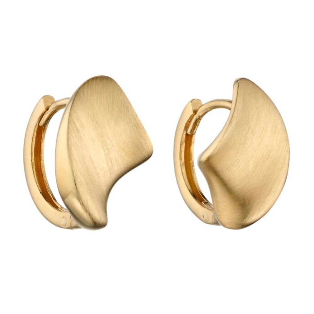 Elements Gold 9ct Yellow Gold Concave Huggie Hoop Earrings