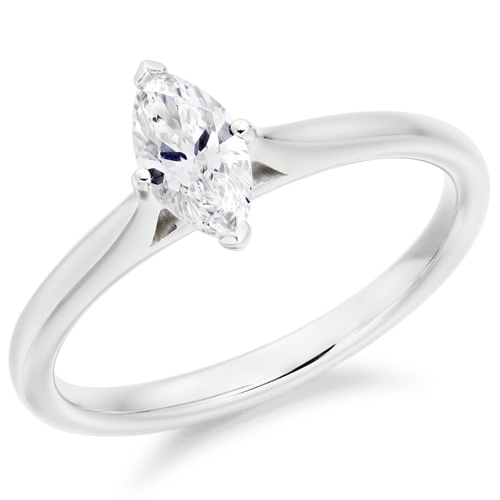 Platinum 0.40ct Marquise Diamond Solitaire Engagement Ring