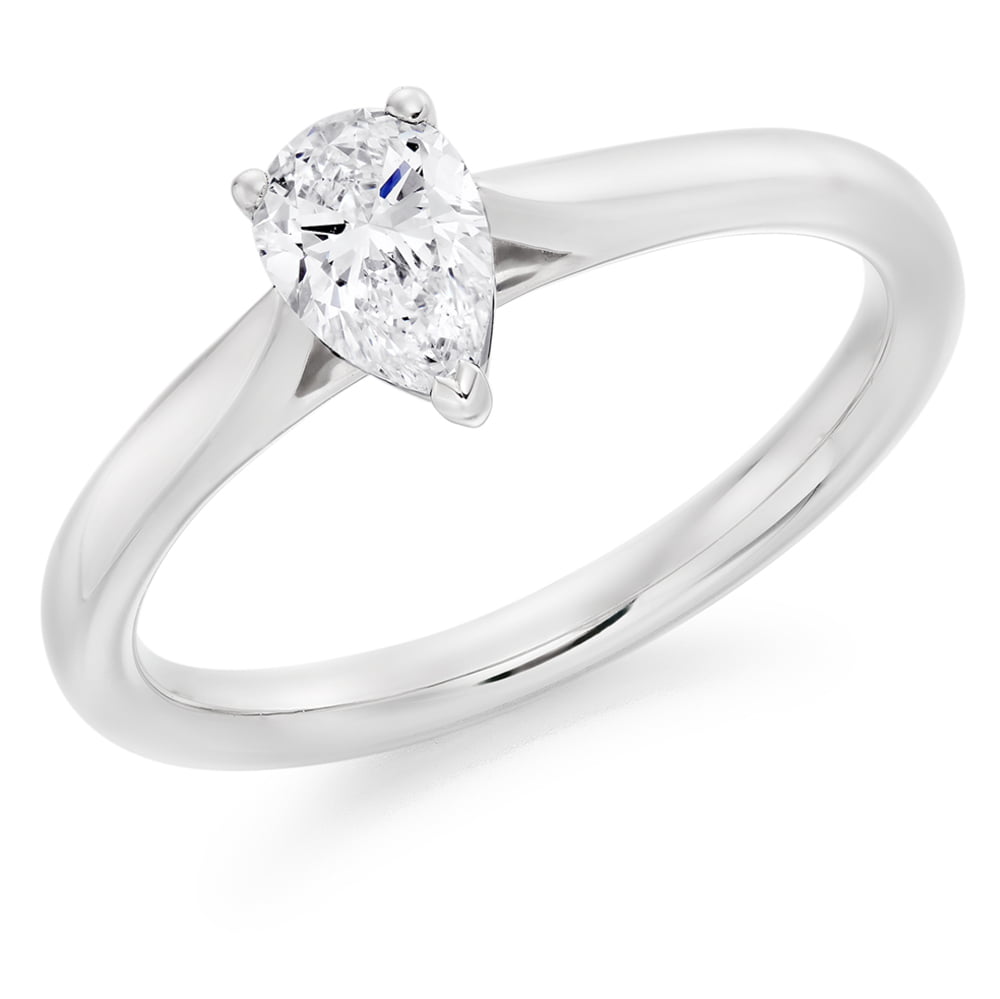 Platinum 0.50ct Pear Shape Diamond Solitaire Engagement Ring
