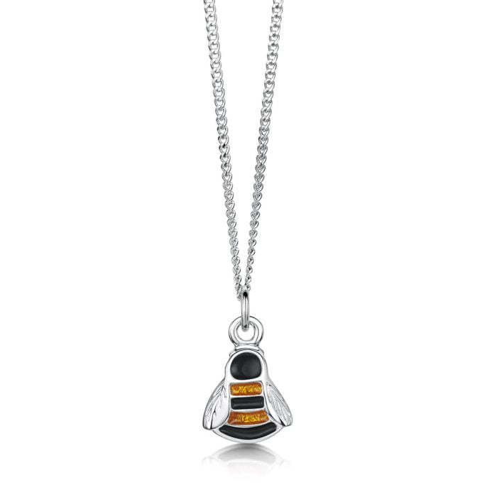 Silver Yellow & Black Small Bee Necklace