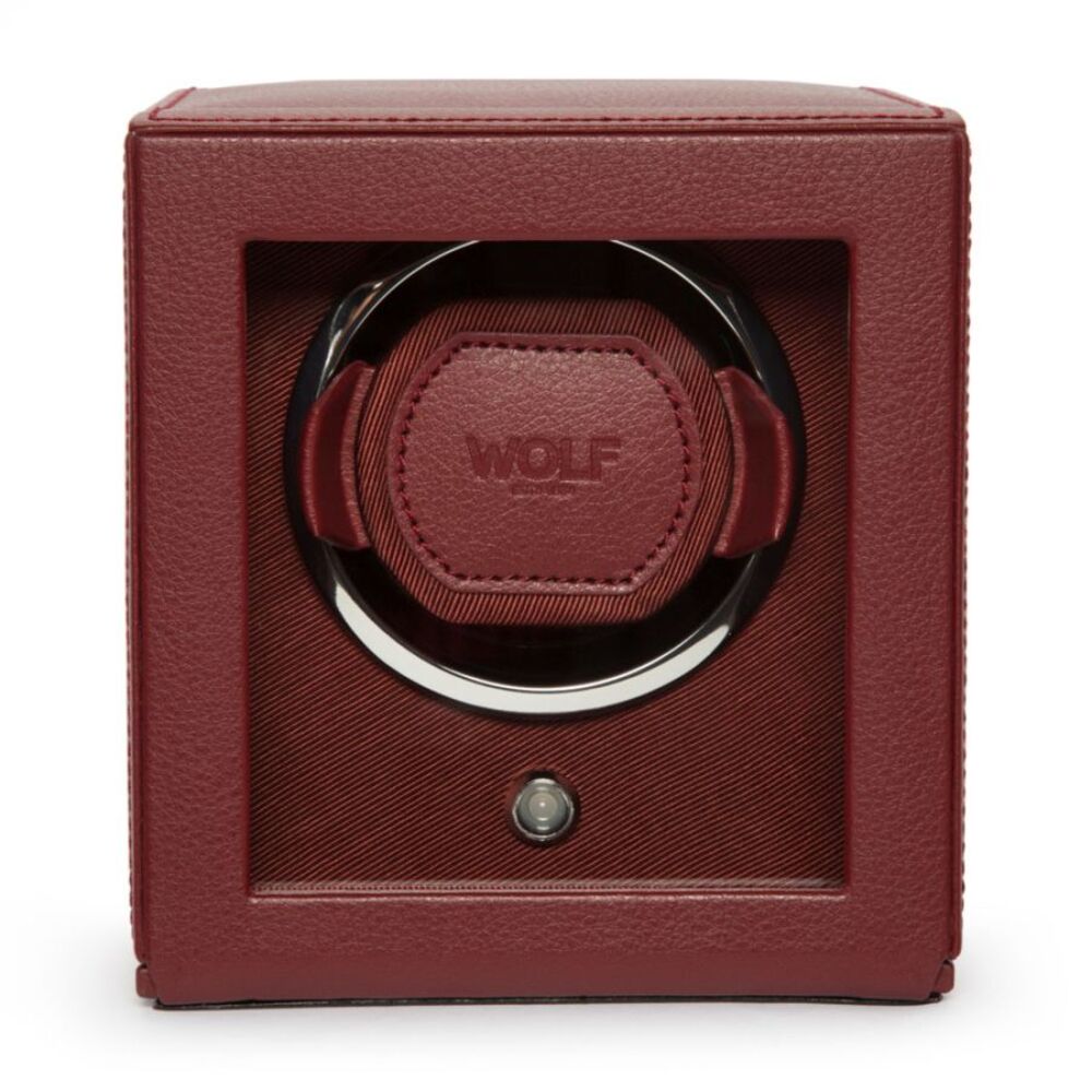 WOLF Cub Leather Bordeaux Single Watch Winder With Cover
