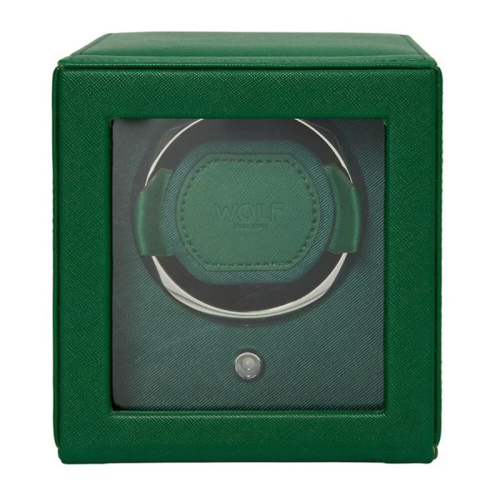 WOLF Cub Single Green Watch Winder With Cover