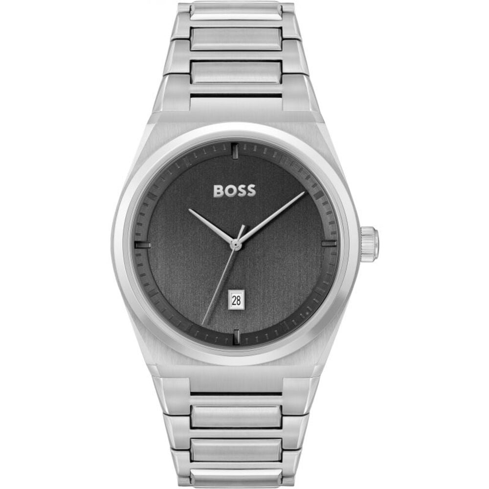 BOSS Mens Steer Grey Stainless Steel Watch