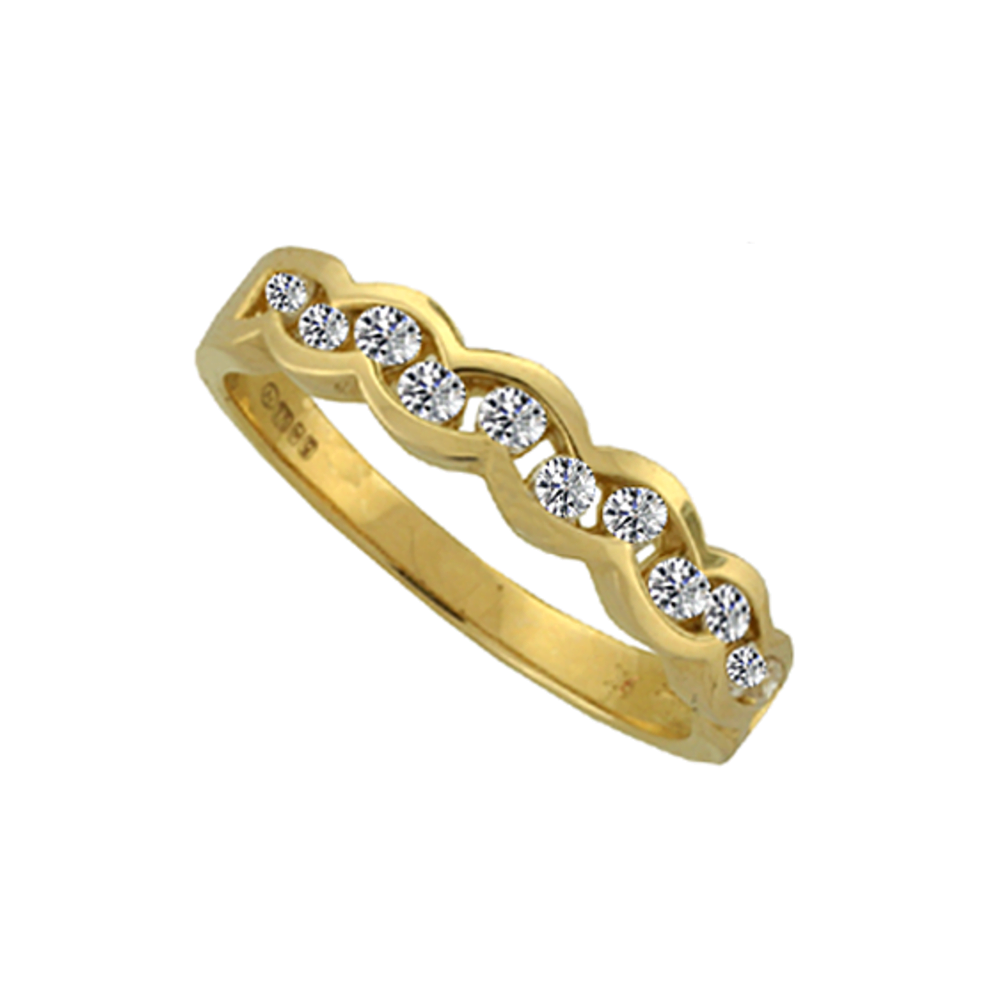 Amore 9ct Yellow Gold Wavy Channel Set Diamond Ring