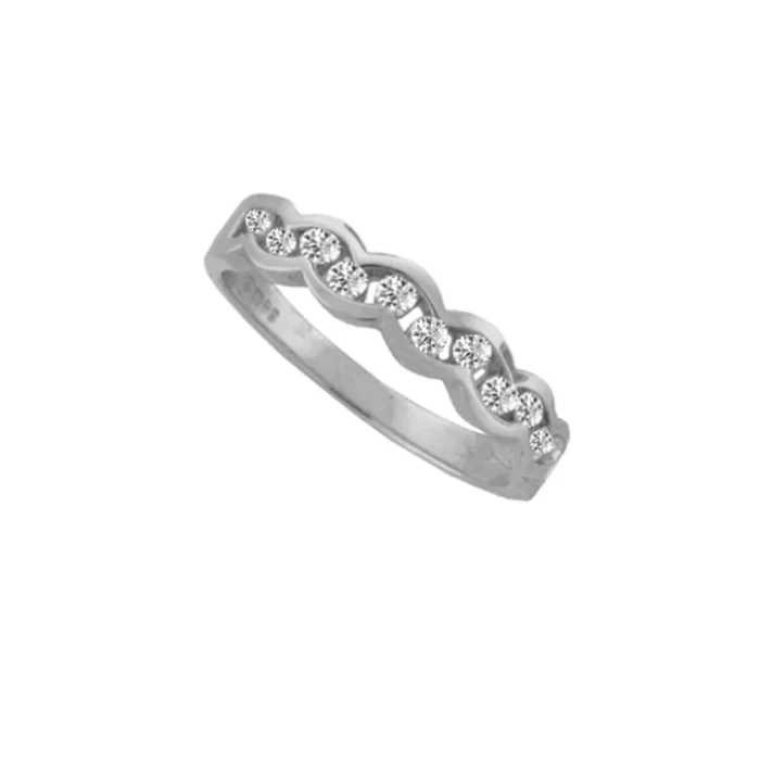 Amore 9ct White Gold Diamond Wavy Channel Set Ring