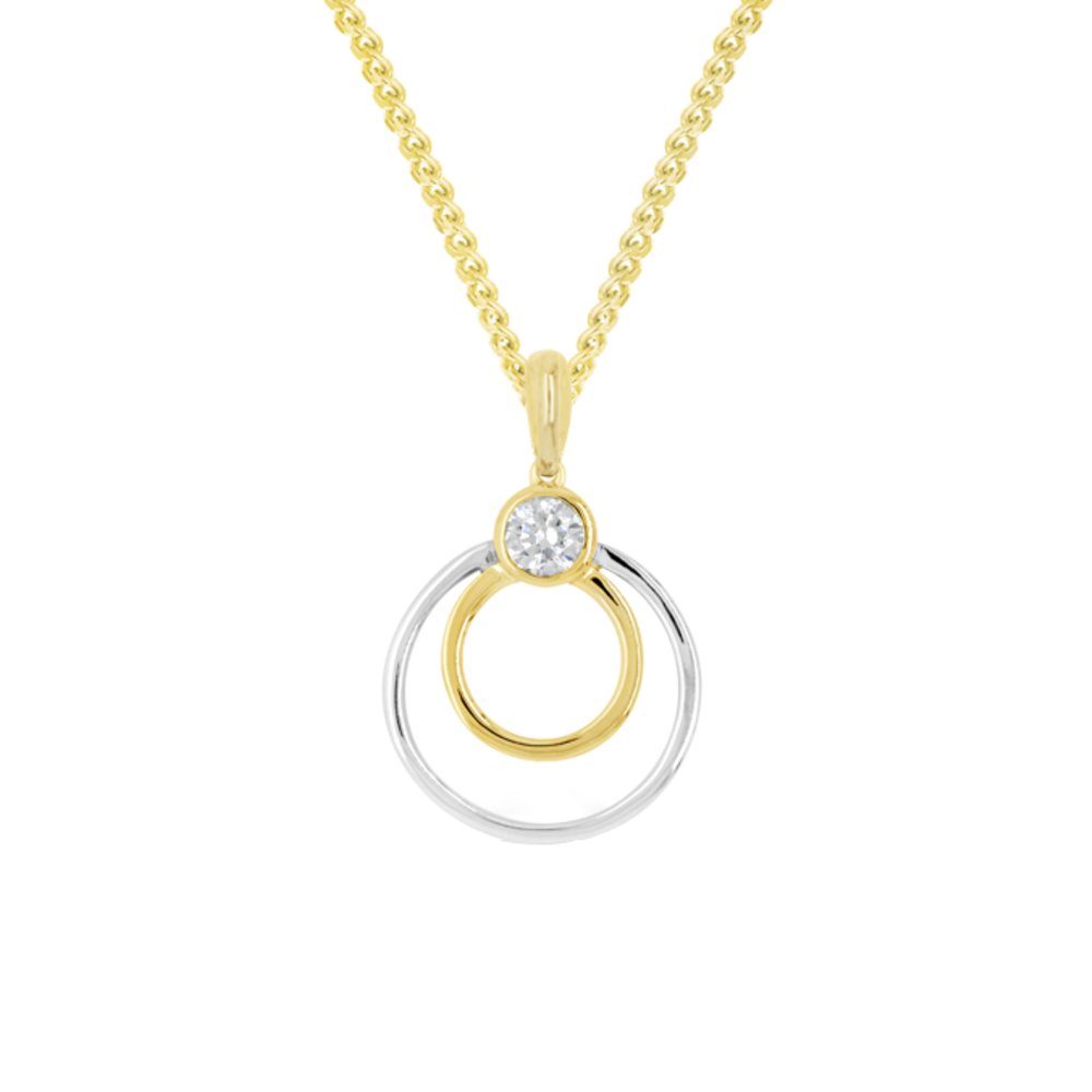 Amore 9ct Yellow & White Gold Prime Diamond Open Circle Pendant