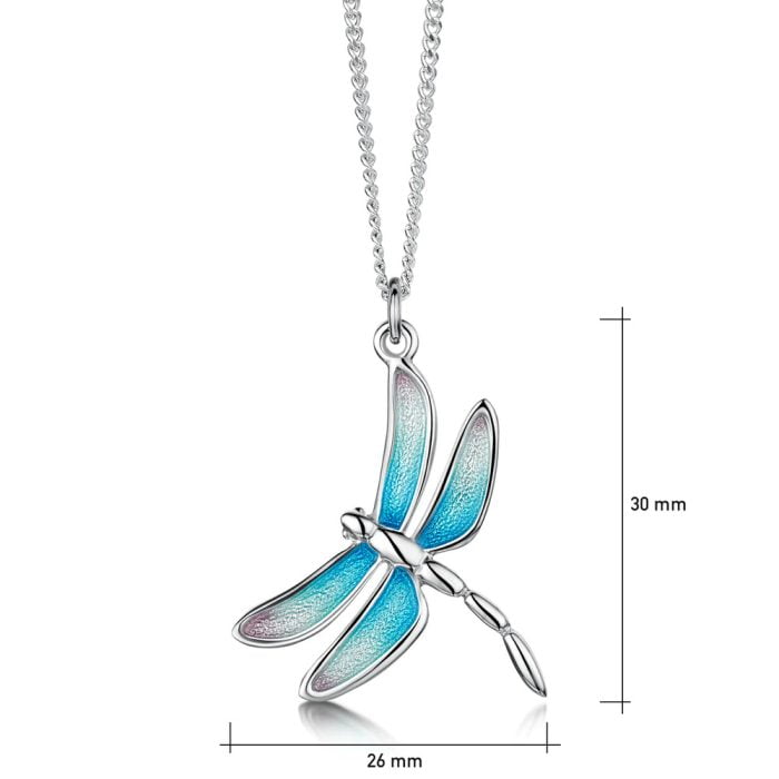 Pink and Blue enamel dragonfly necklace