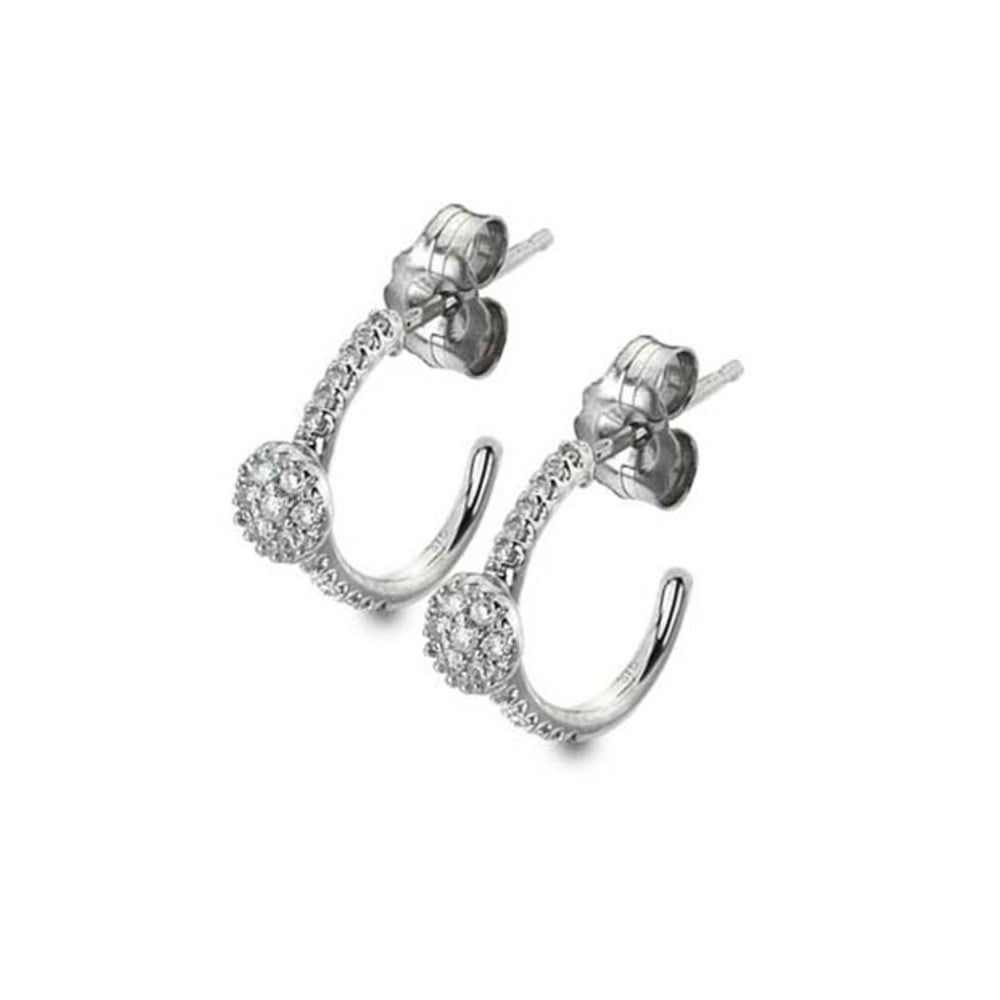 Curteis 9ct White Gold Cluster Diamond Set Hoop Earrings