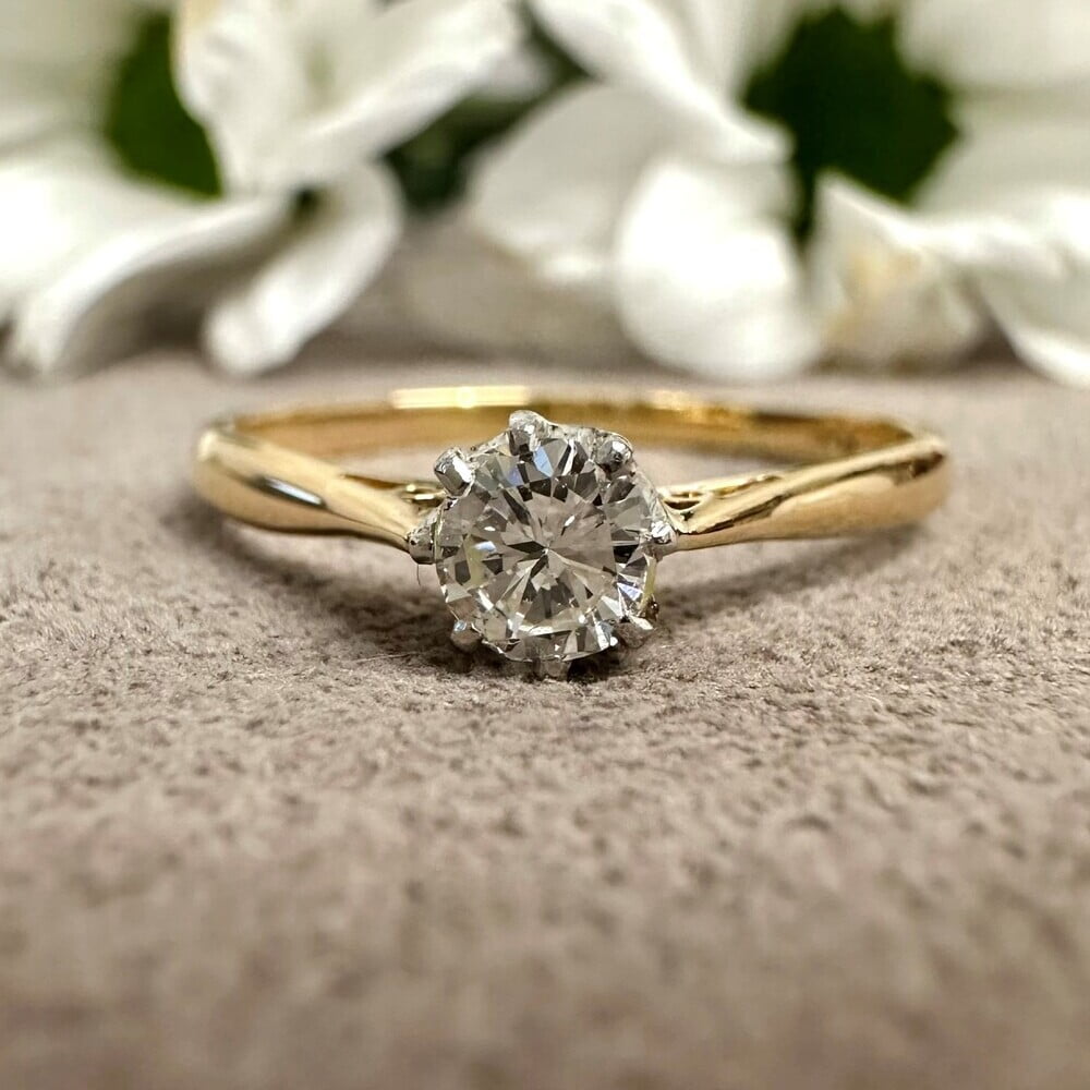 Pre-Owned 18ct Yellow Gold & Platinum Single Diamond Ring