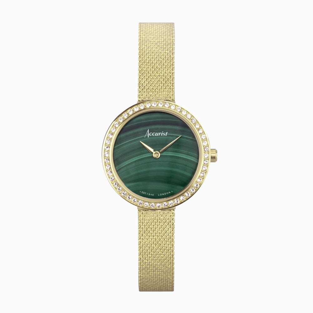 Accurist Ladies Dress Gold & Green Malachite Dial Watch