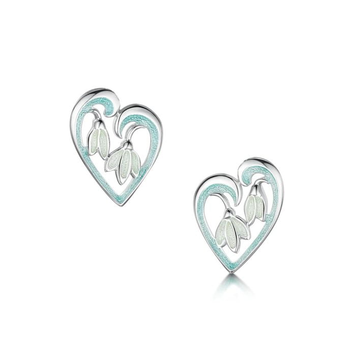 Silver Snowdrop Heart Stud earrings