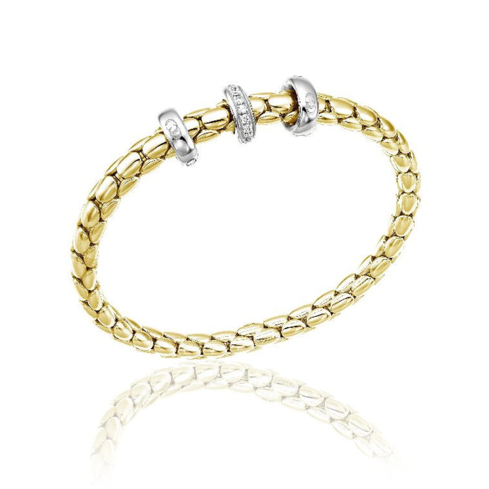 Chimento Stretch Spring 18ct Yellow & White Gold Diamond Runner Bracelet