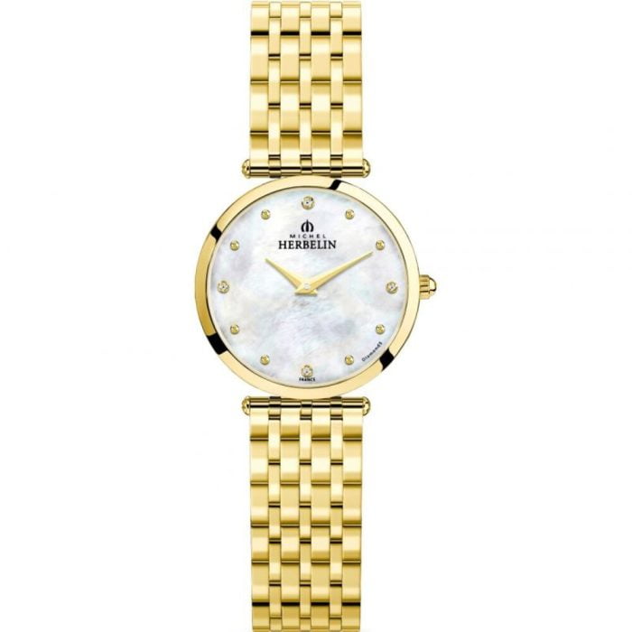 Michel Herbelin Ladies Mother of Pearl Gold Plated Watch