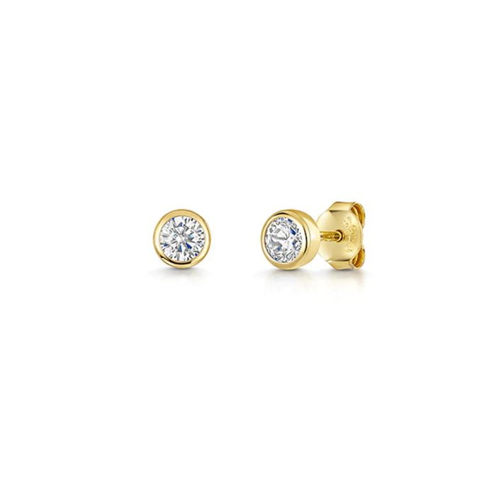 Gold Plated 5mm Round Stud Earrings with CZ