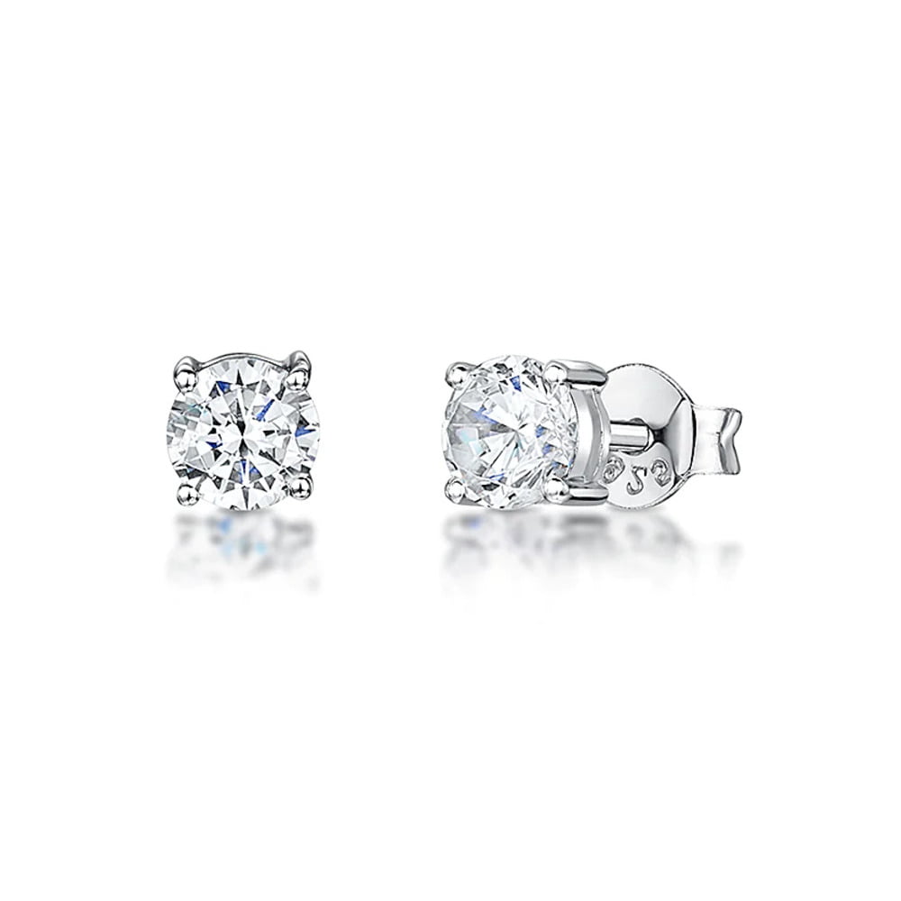 Jools By Jenny Brown Silver Cubic Zirconia 6mm Solitaire Stud Earrings