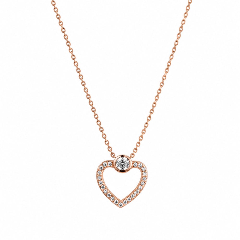 Amore 9ct Rose Gold Diamond Heart Pendant