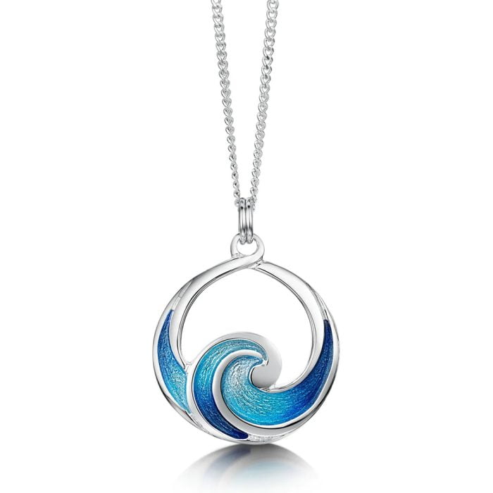 pentland enamel Silver Blue Wave Necklace