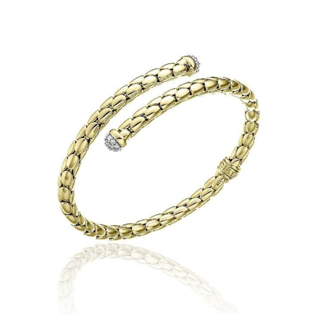 Chimento Stretch Spring 18ct Yellow Gold Diamond Crossover Bracelet