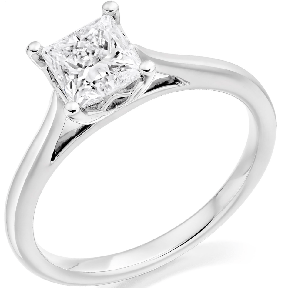 Platinum 1.00ct Princess Cut Diamond Solitaire Ring