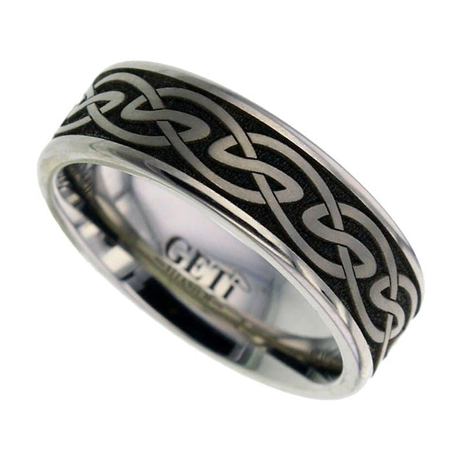 GETi Black Titanium Celtic Knot Detail Ring