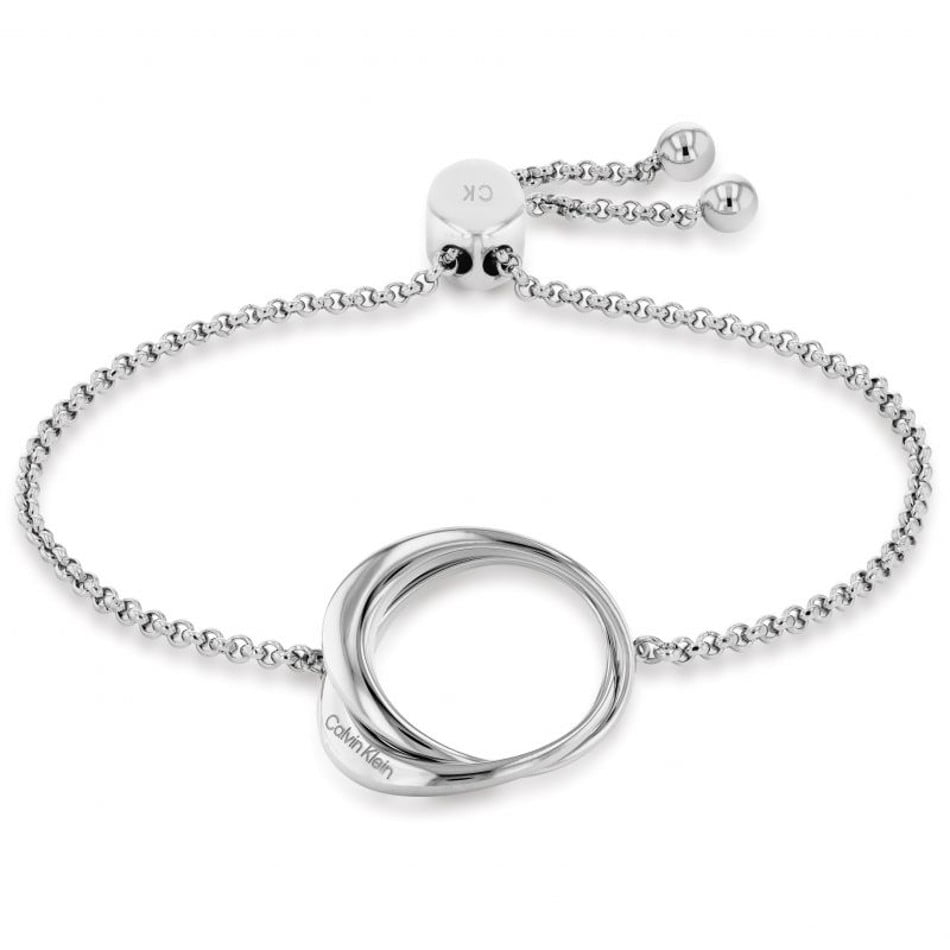 Calvin Klein Ladies Silver Contoured Rings Bracelet