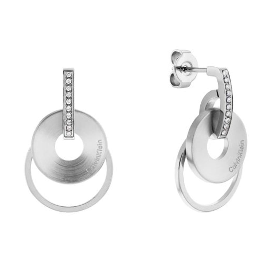 Calvin Klein Ladies Stainless Steel Crystal Charm Drop Earrings