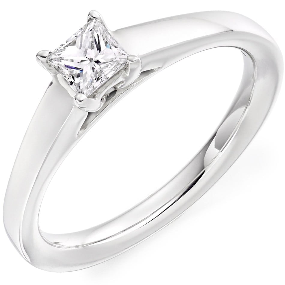 Platinum 0.33ct Princess Cut Diamond Solitaire Engagement Ring