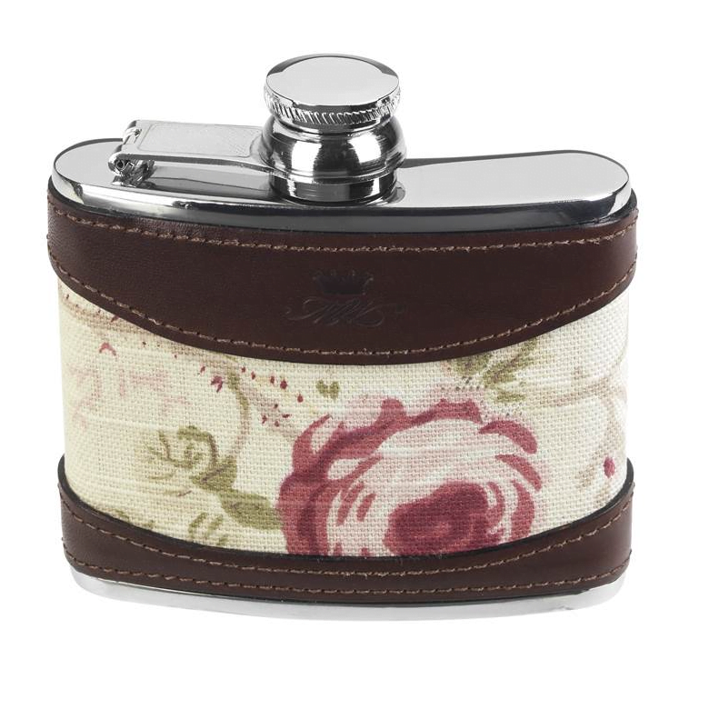 Stainless Steel with Rose Pattern Hip Flask