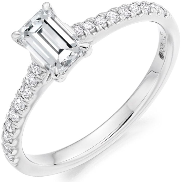 Gemex 18ct White Gold 0.65ct Emerald Cut Engagement Ring