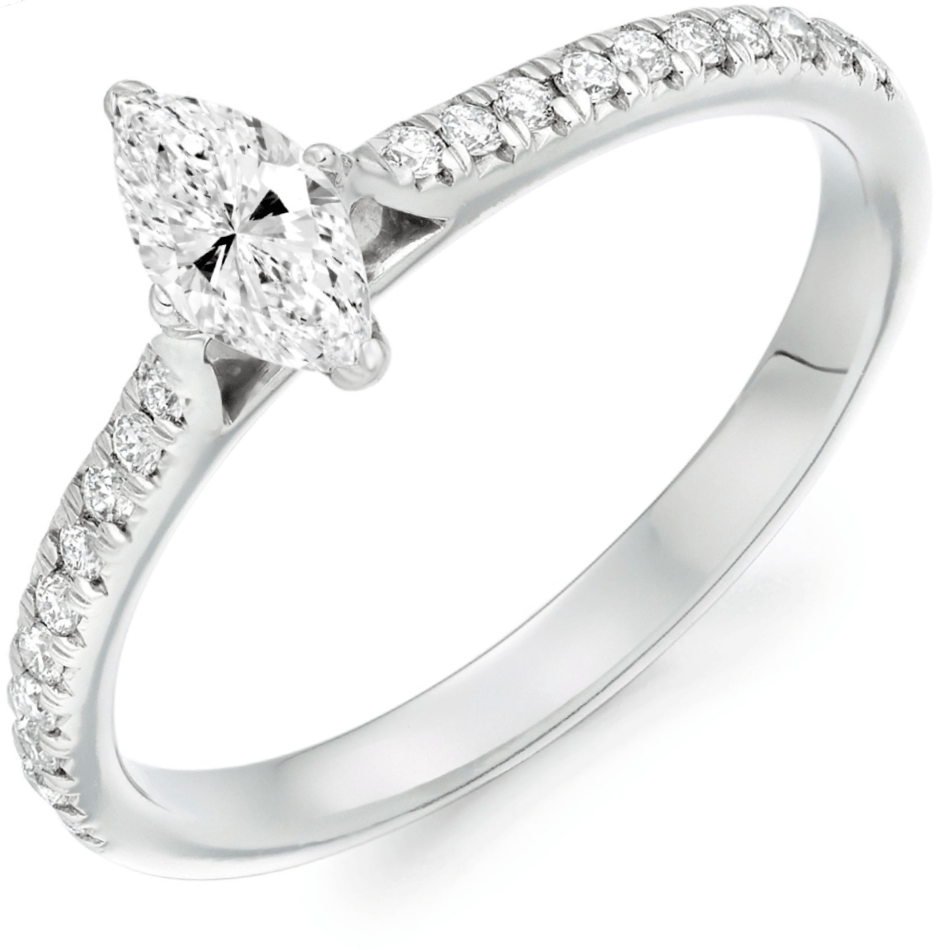 18ct White Gold 0.53ct Marquise Diamond Solitaire Engagement Ring