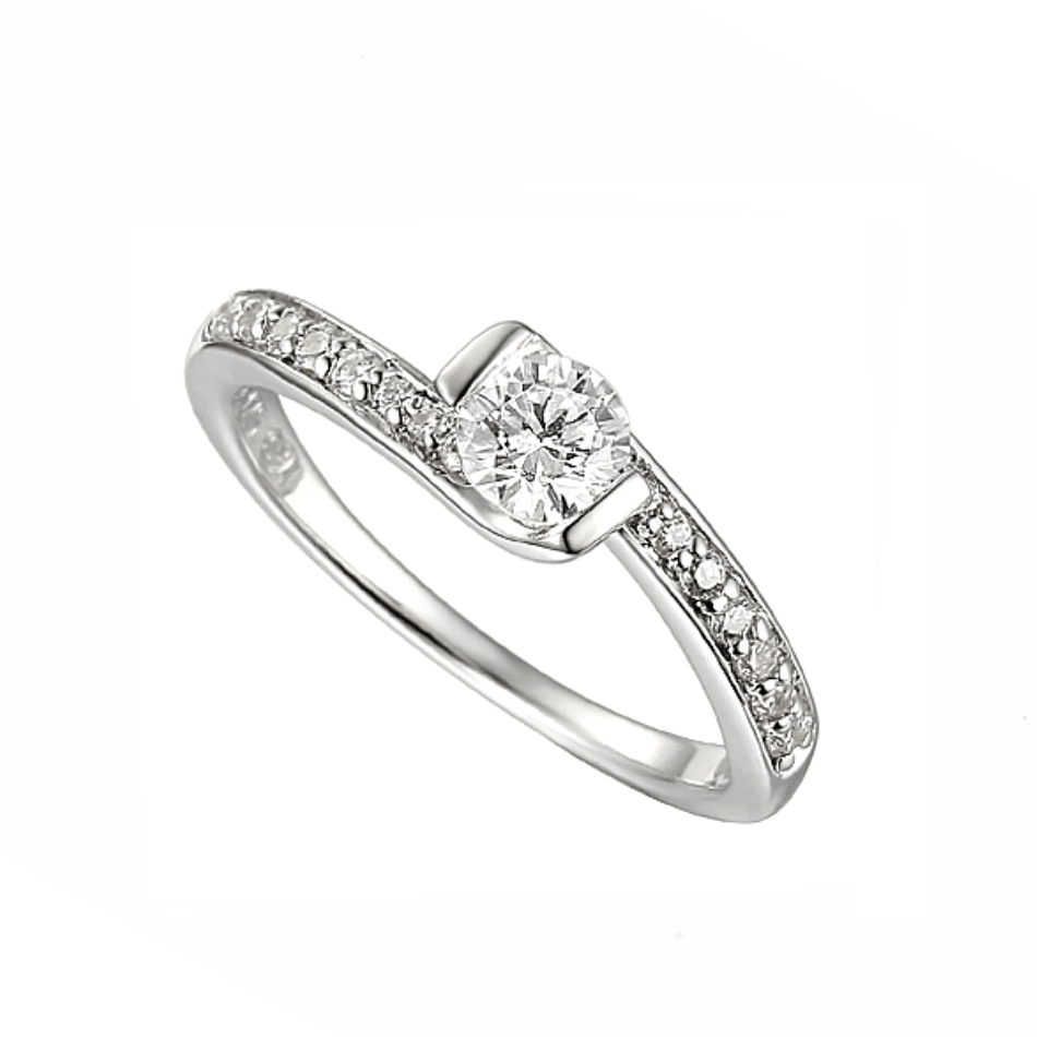 Amore Sterling Silver Amour Cubic Zirconia Ring
