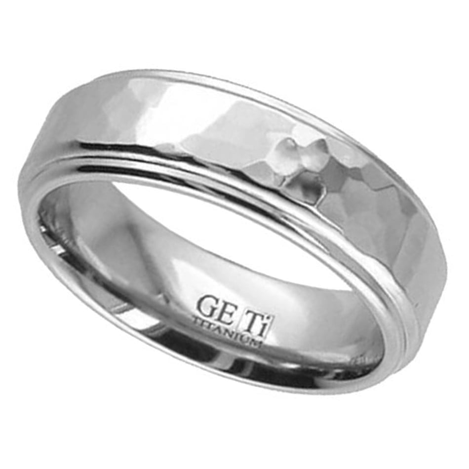 GETi Hammered Centre Titanium Flat Profile Ring