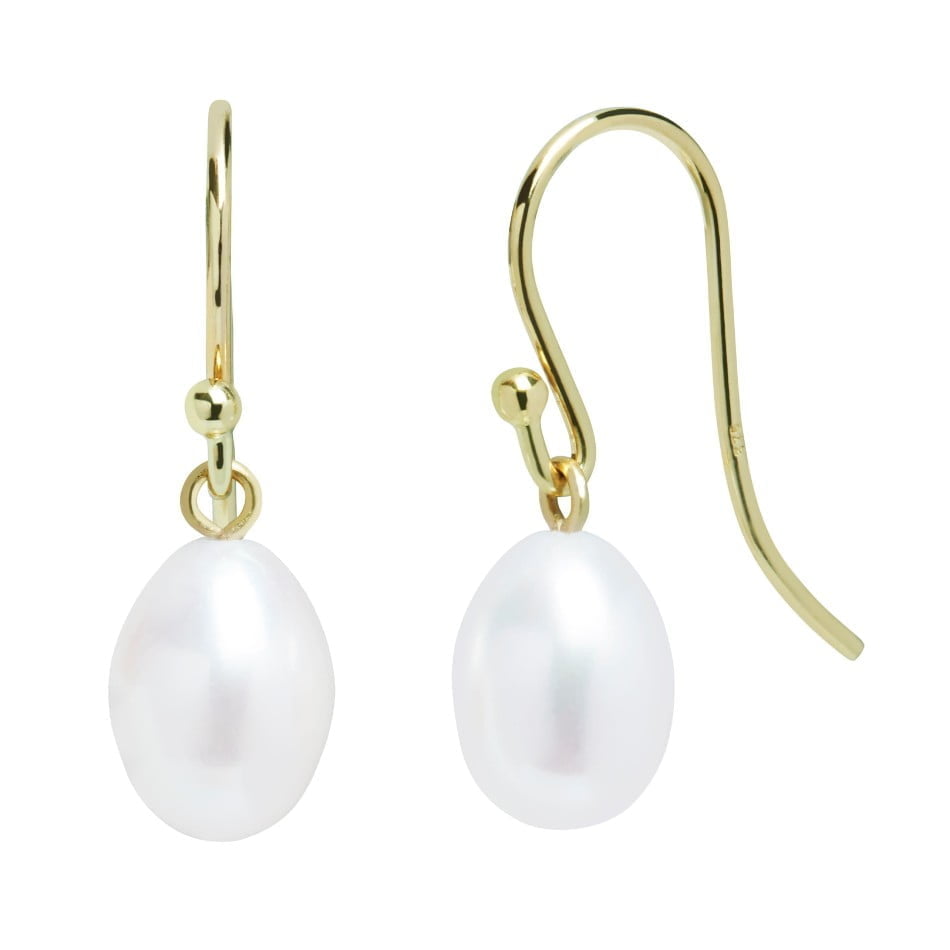 Raw Pearls 9ct Yellow Gold Teardrop River Pearl Hook Earrings