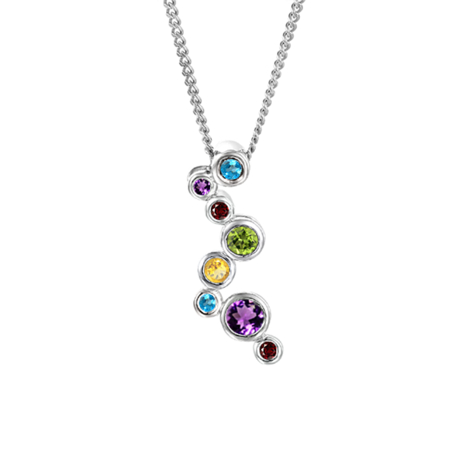 Amore Sterling Silver Rhapsody In Colour Bubble Necklace