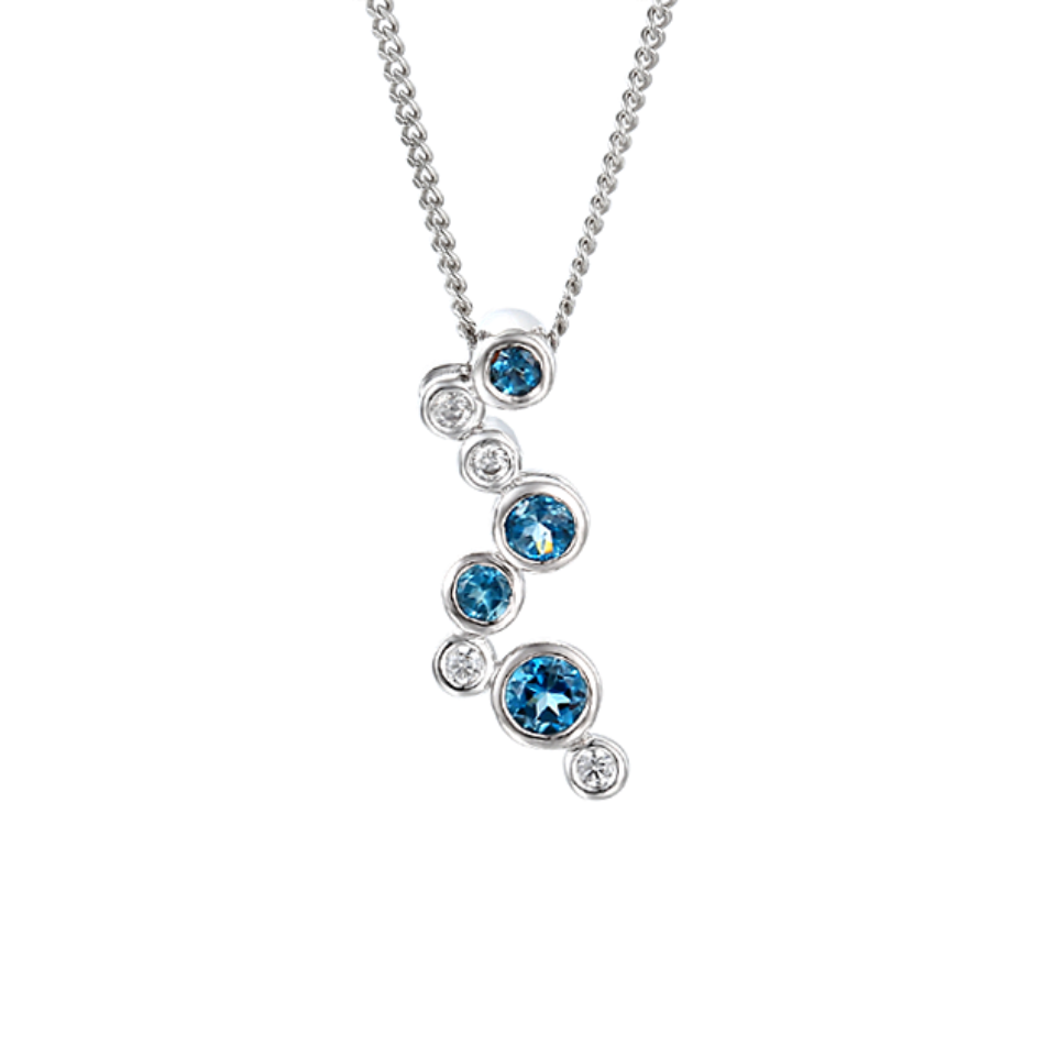 Amore Sterling Silver Rhapsody In Blue Topaz Bubble Necklace