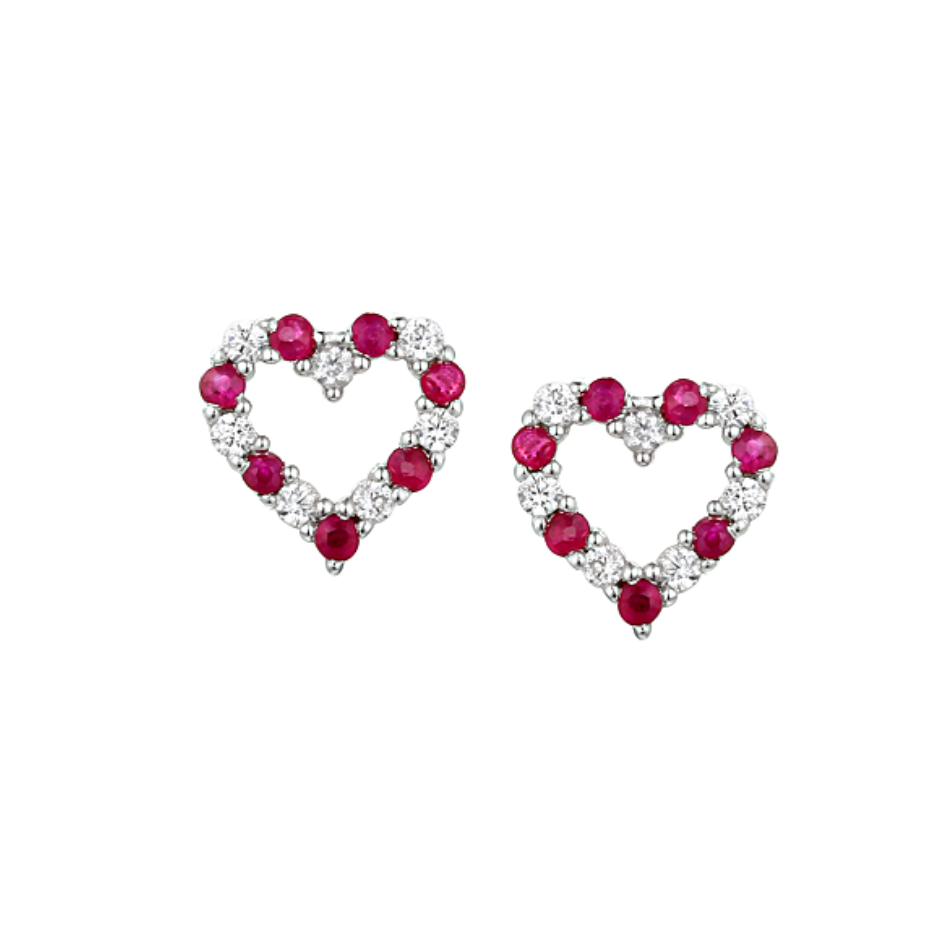 Amore Sterling Silver Love Life Ruby Earrings