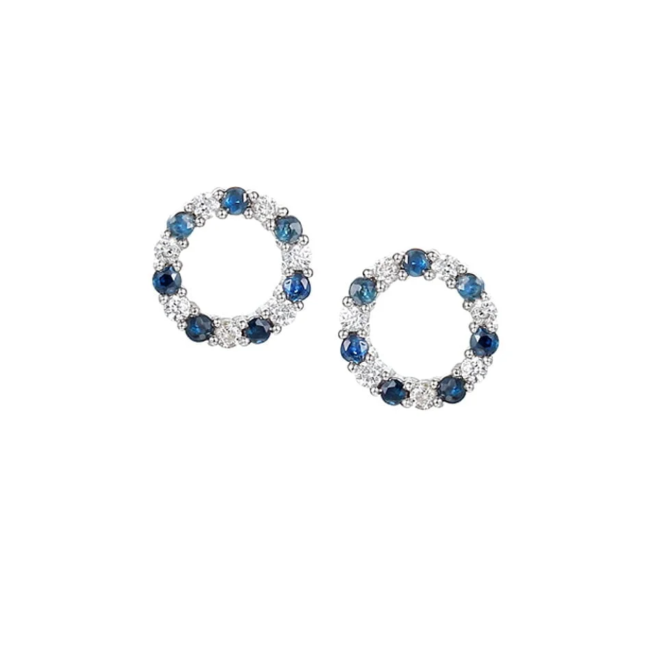 Amore Sterling Silver Circle Of Life Sapphire Stud Earrings