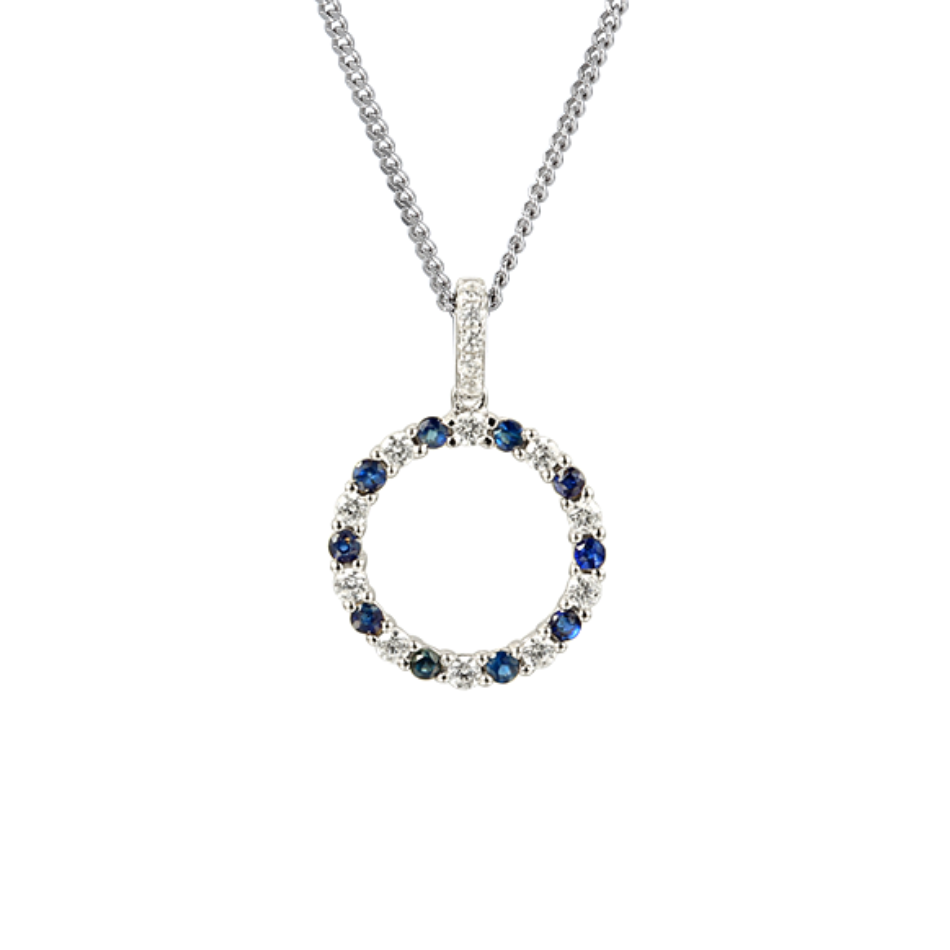 Amore Sterling Silver Circle Of Life Sapphire Necklace