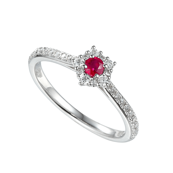 Amore Argento Silver Ruby Cluster Ring