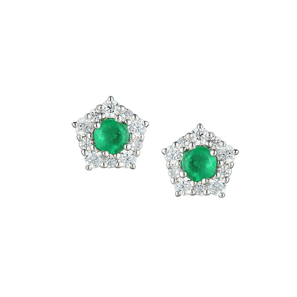 Amore Sterling Silver Emerald Classico Stud Earrings