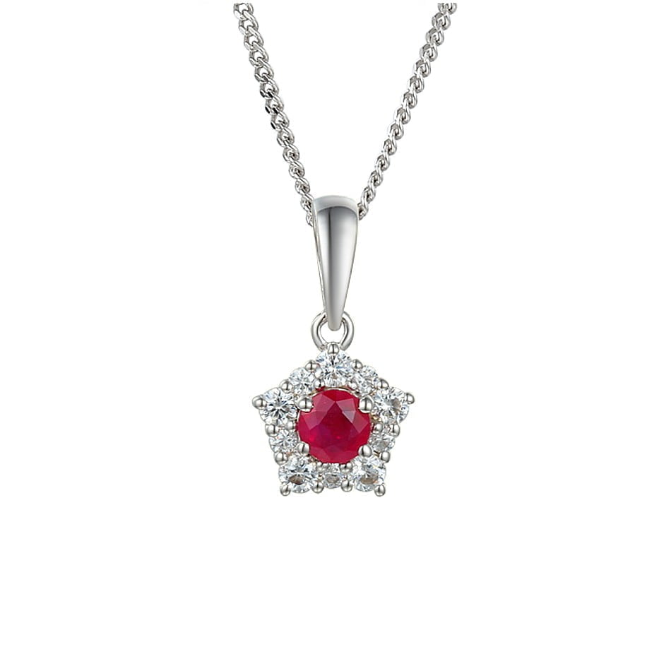 Amore Sterling Silver Classico Ruby Cluster Necklace