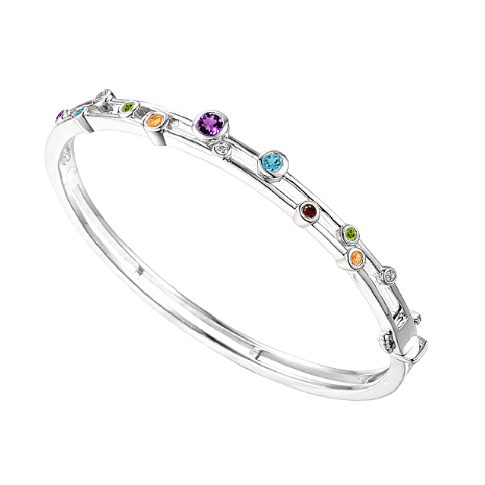 Amore Sterling Silver Rainbow Bubble Two Row Bangle