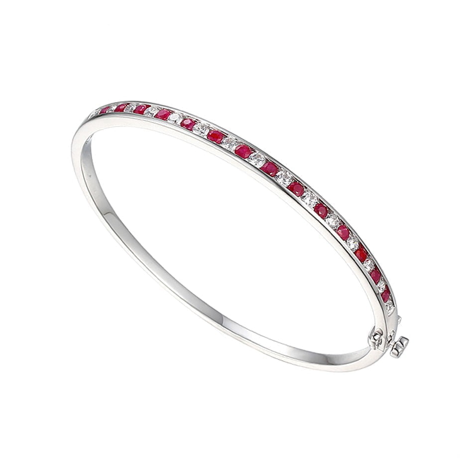 Amore Sterling Silver Claret Ruby Bangle
