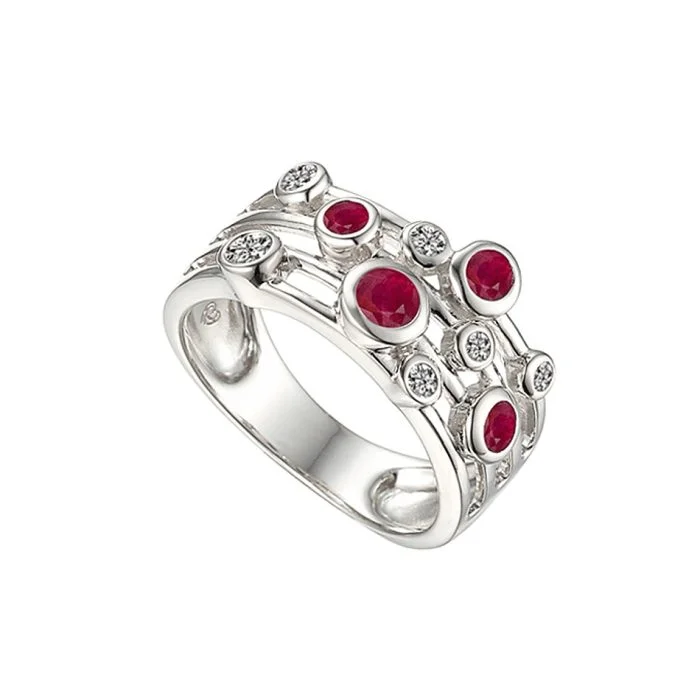 Amore Argento Silver Ruby Bubble Ring