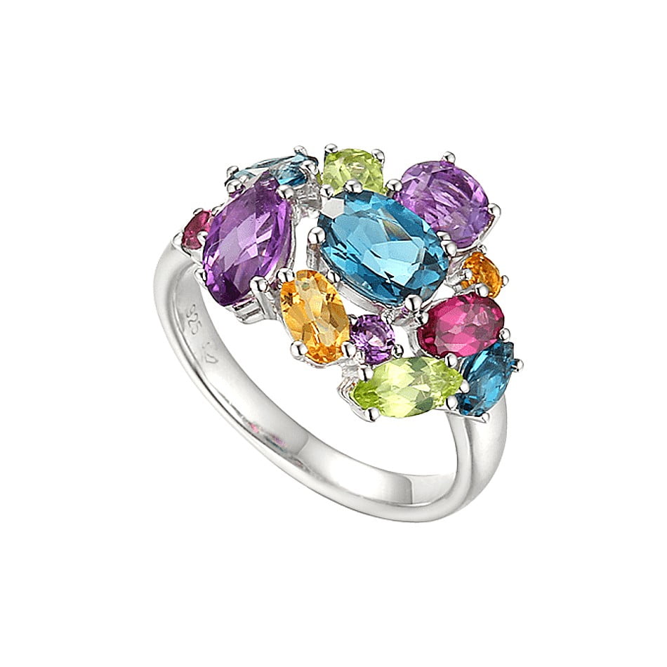 Amore Sterling Silver Rainbow Cocktail Ring
