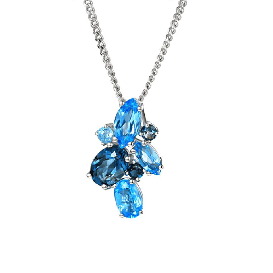Amore Sterling Silver Blue Bomb Cocktail Necklace